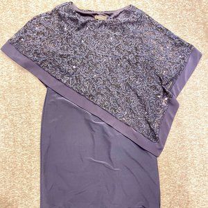 Short Capulet Dress with Metallic Lace Asymmetric Poncho size 16